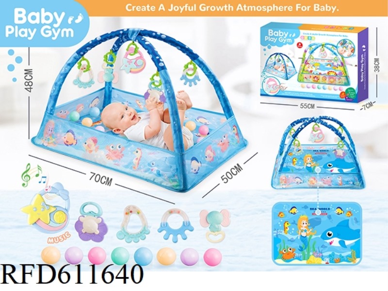(BLUE + MUSIC BOX) BABY EXERCISE BLANKET