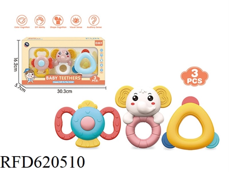 3 SETS OF RATTLE (GUM CANDY, GUM ELEPHANT, TRIANGLE BELL)