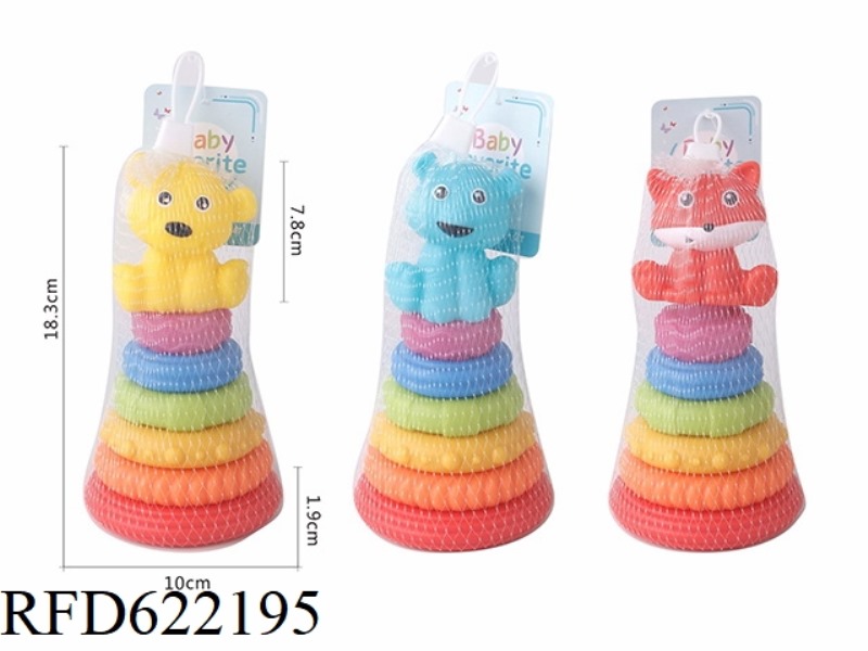 SOFT RUBBER ANIMAL STACK RING