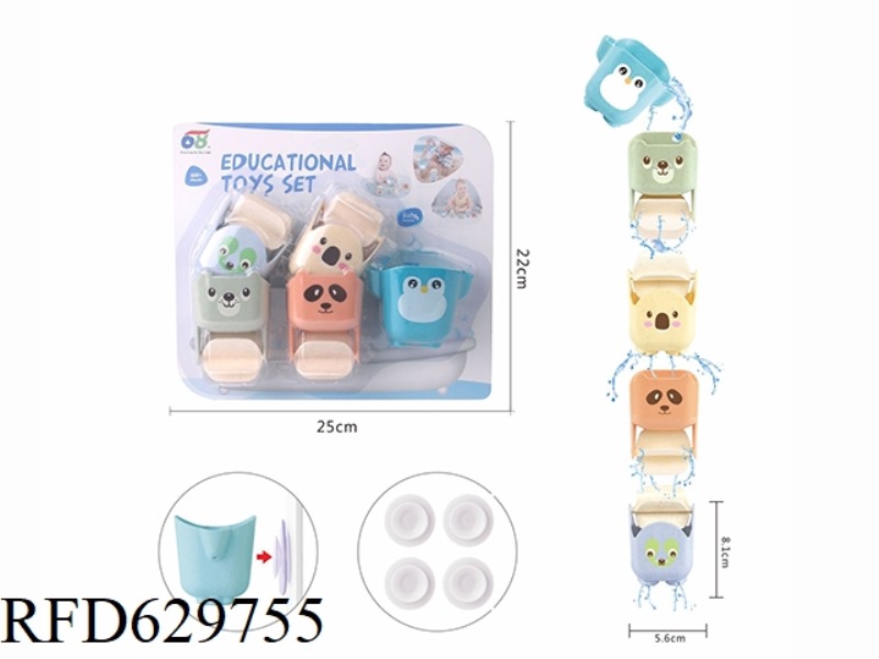 WHEAT STRAW MATERIAL BATHROOM SUCTION CUP ANIMAL SET