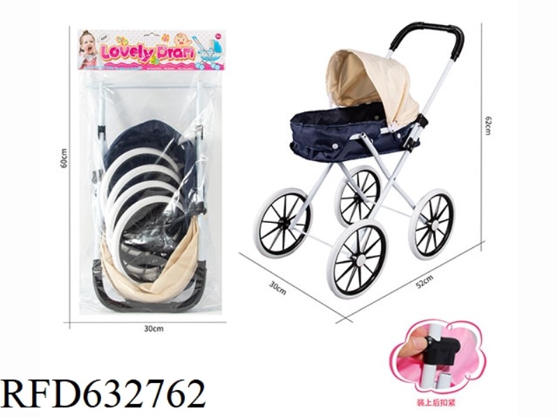 A THICK CLOTH/WHEELED BABY STROLLER