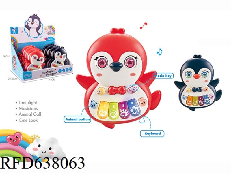 8 ZHUANG INFANT CHILDREN'S EARLY EDUCATION PUZZLE CARTOON PENGUIN ELECTRONIC PIANO TWO COLOR HYBRID