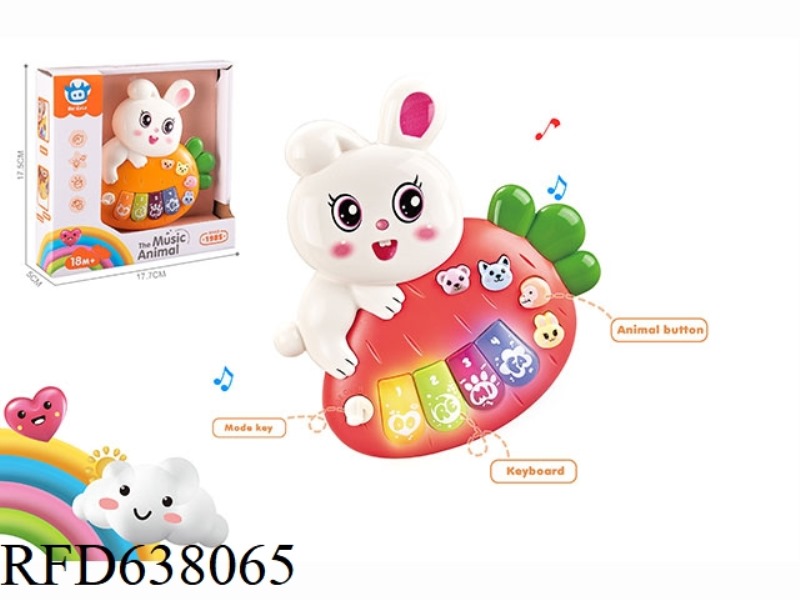 INFANT AND CHILD EARLY EDUCATION PUZZLE CARTOON RABBIT ELECTRONIC KEYBOARD TWO-COLOR MIXED DESIGN