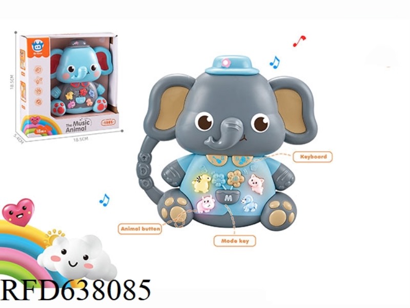 INFANT AND CHILD EARLY EDUCATION PUZZLE CARTOON ELEPHANT ELECTRONIC KEYBOARD TWO-COLOR MIXED DESIGN