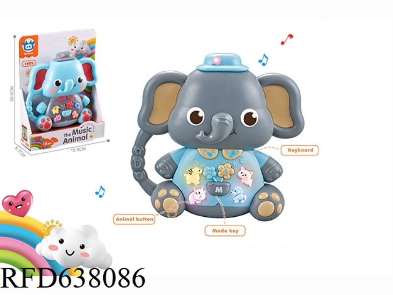 INFANT AND CHILD EARLY EDUCATION PUZZLE CARTOON ELEPHANT ELECTRONIC KEYBOARD TWO-COLOR MIXED DESIGN