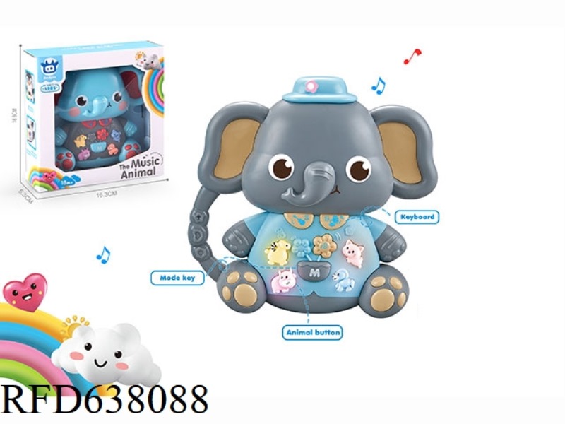 INFANT AND CHILD EARLY EDUCATION PUZZLE CARTOON ELEPHANT ELECTRONIC KEYBOARD TWO-COLOR MIXED DESIGN