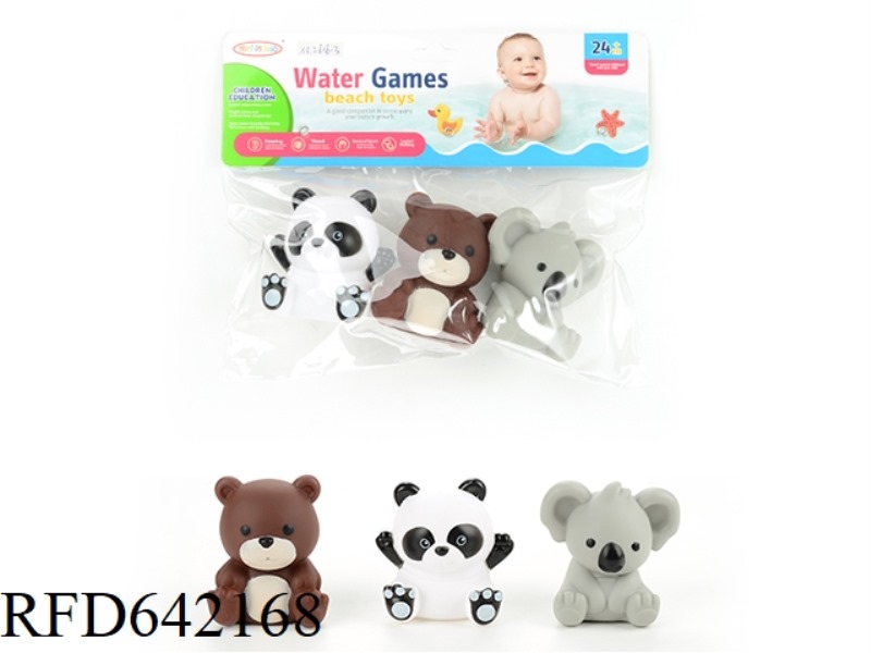 3 KINDS OF SOFT RUBBER ANIMALS