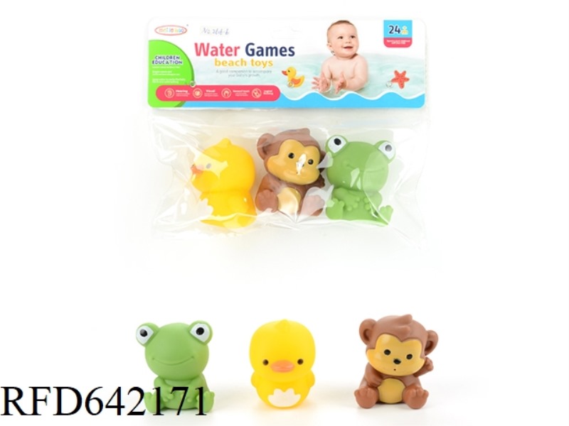 3 KINDS OF SOFT RUBBER ANIMALS