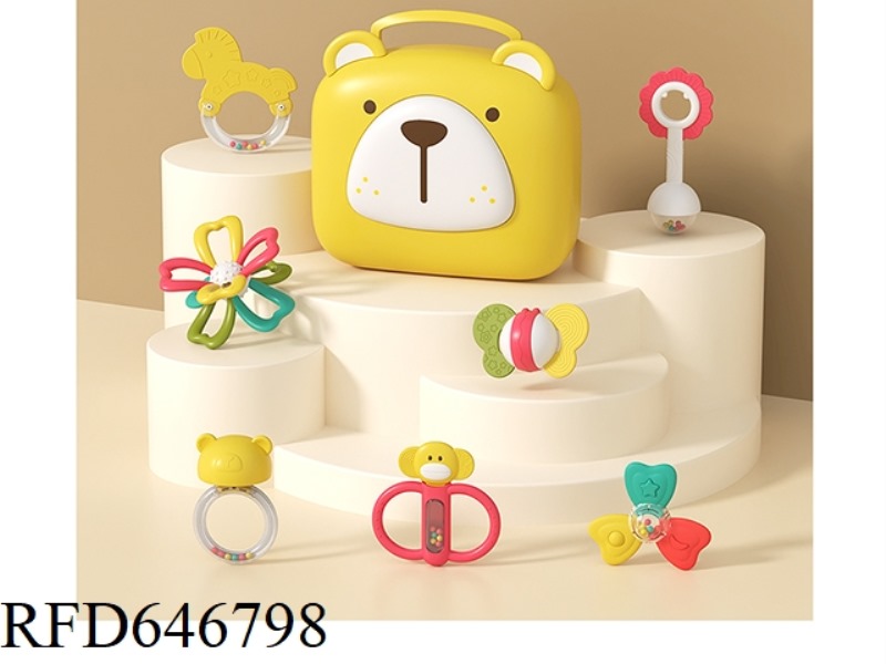 SILICONE BABY RATTLE (8-PIECE STORAGE BOX)