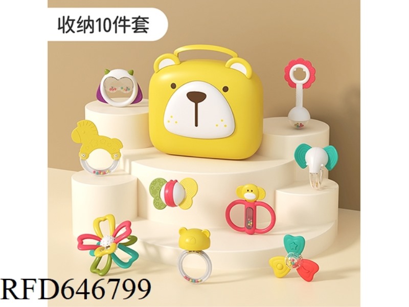 SILICONE BABY RATTLE (STORAGE BOX SET OF 10)