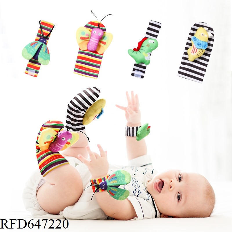 BABY SOCKS, WRIST STRAP, RATTLE SET   [WITH RINGING PAPER BELLS]