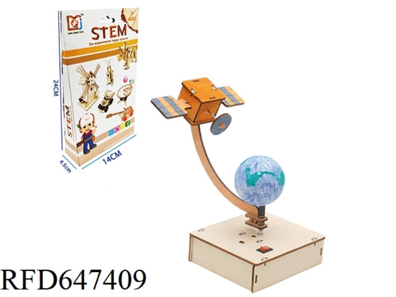 WOODEN SATELLITES ORBIT THE EARTH