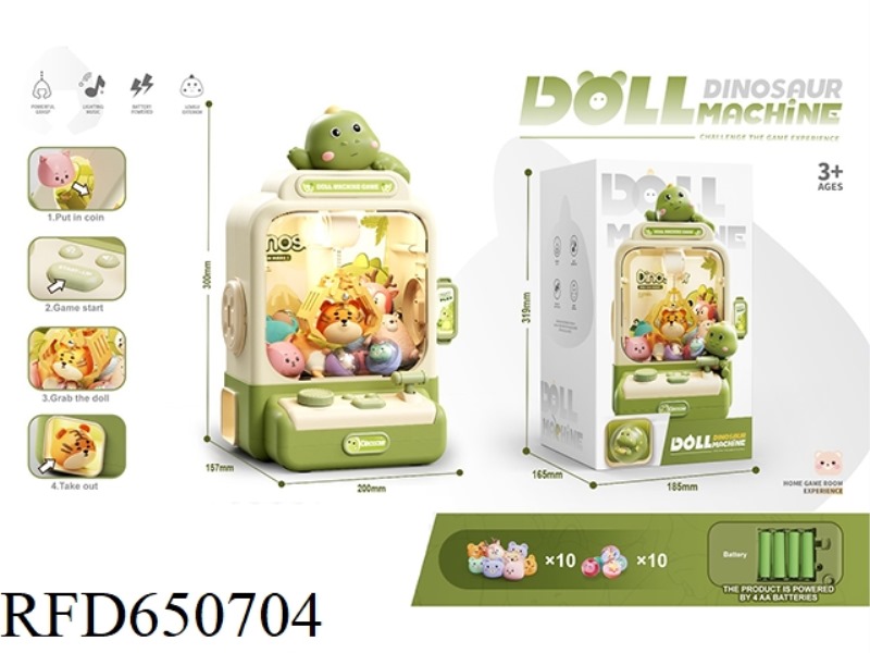 DINOSAUR DOLL MACHINE WITH 10 DOLLS AND 10 TWISTED EGGS