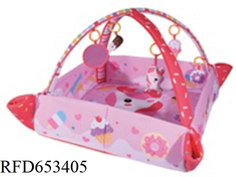 3 IN 1 PINK PONY BABY PLAY MAT, GYM AND BALL POOL