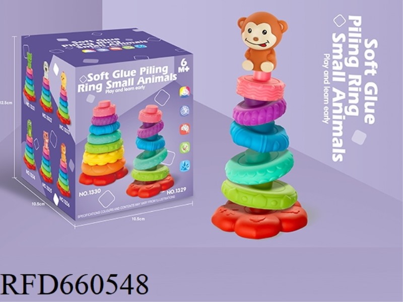 SOFT GLUE 6-LAYER COLORFUL JENGA +1 LITTLE MONKEY