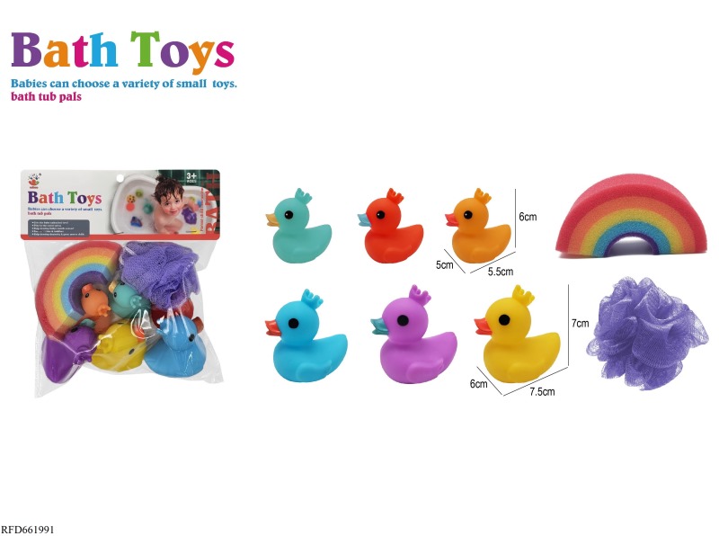 COLORFUL DUCKS PLAYING IN THE WATER