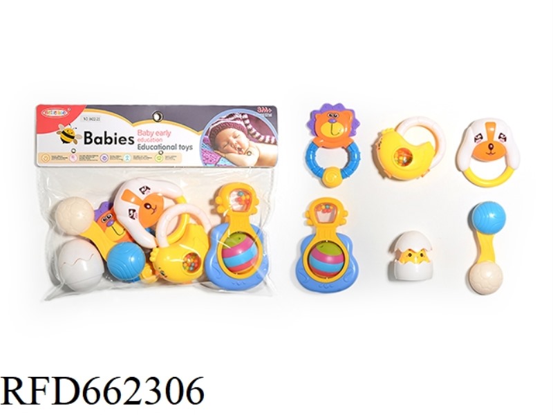 SIX BABY RATTLES