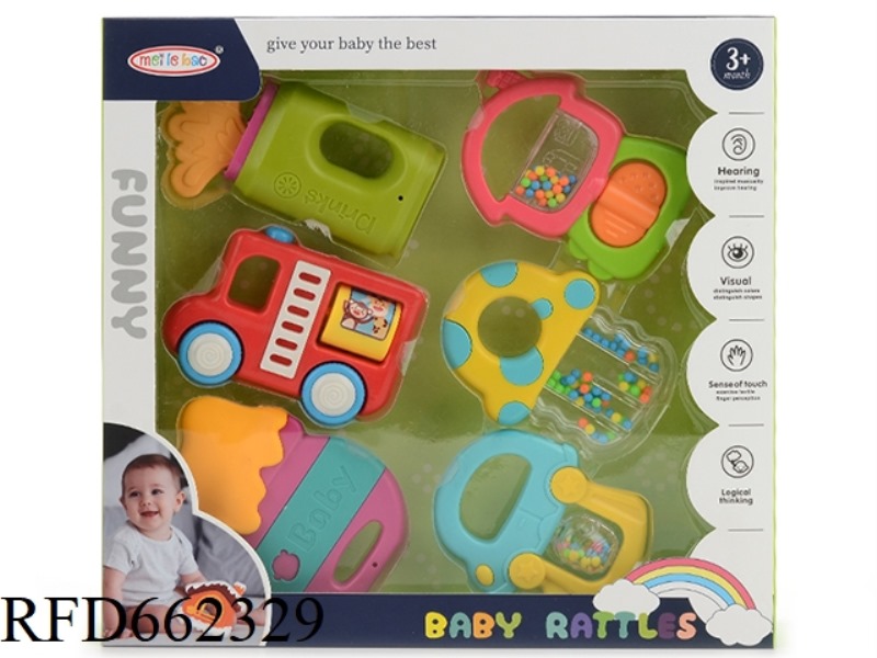 SIX BABY RATTLES