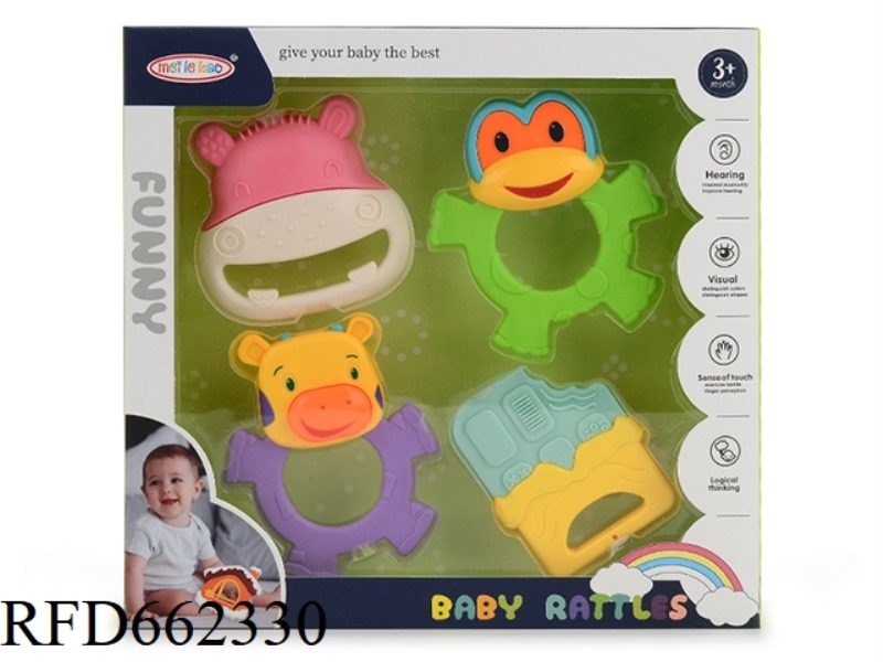 4 BABY TEETHER RATTLES