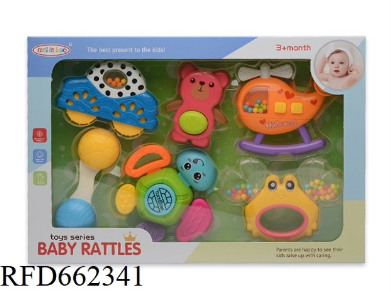 SIX BABY RATTLES