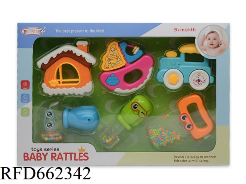 SIX BABY RATTLES