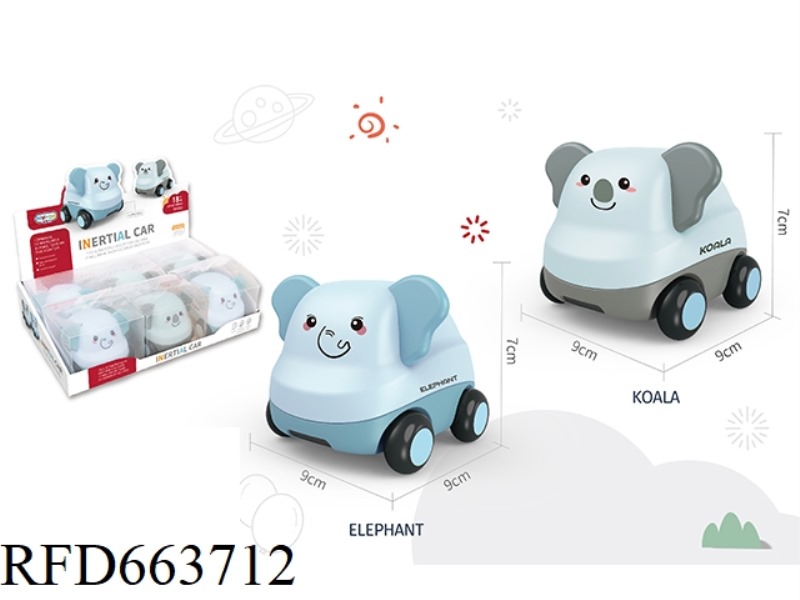 ELEPHANT/KOALA TWO MODELS WITH SIX INERTIAL CARTOON CARS