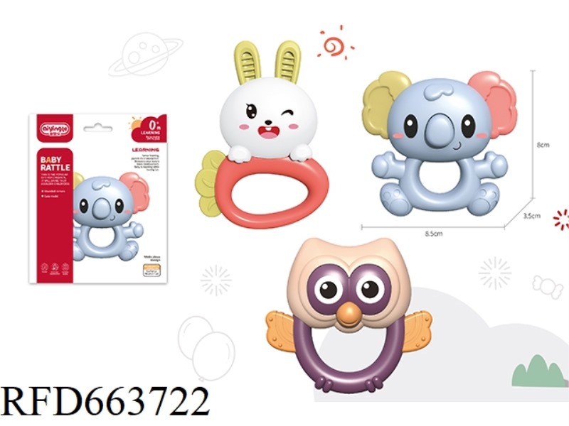 OWL/RADISH RABBIT/KOALA THREE MIXED RATTLE