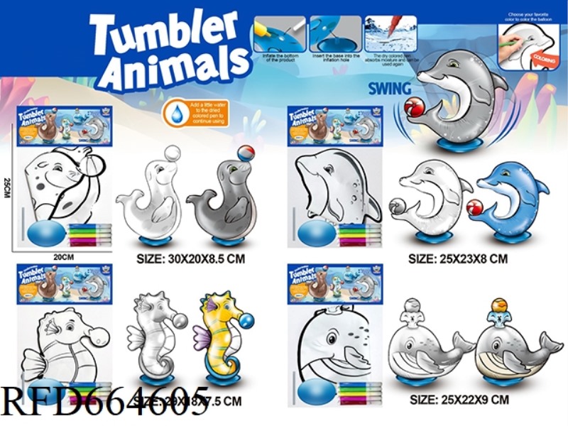 SWINGING HAND-PAINTED GRAFFITI INFLATABLE MARINE ANIMAL PIPING