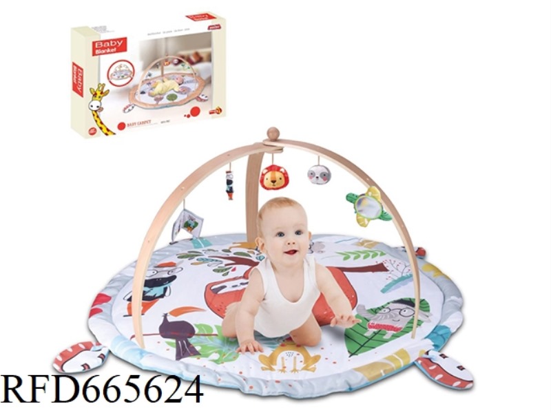 THE BABY CARPET BAG STRAP HAS A RETRACTABLE WOODEN FRAME