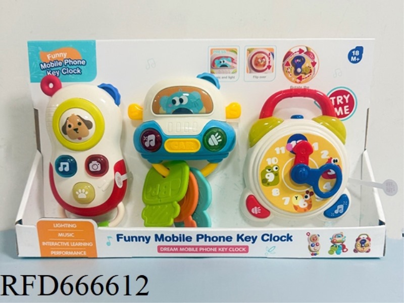MOBILE PHONE + KEY + CLOCK