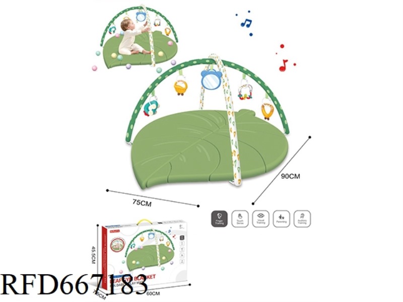 LEAF/BABY CRAWLING MAT, FITNESS BLANKET, GAME BLANKET + CHEWABLE BOILED RATTLE +20 OCEAN BALLS