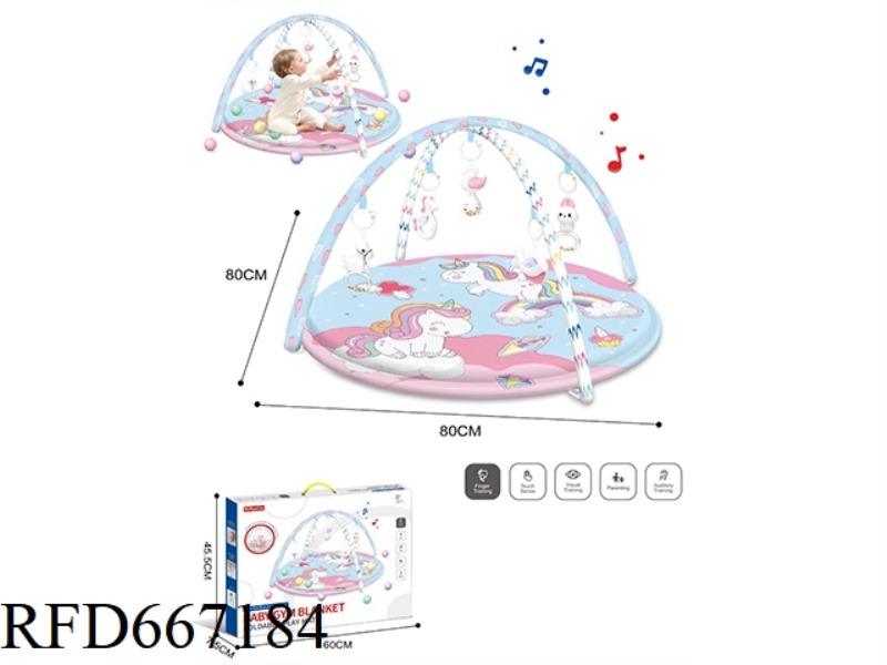 PEGASUS/BABY CRAWLING MAT, FITNESS BLANKET, GAME BLANKET + CHEWABLE BOILED RATTLE +20 OCEAN BALLS