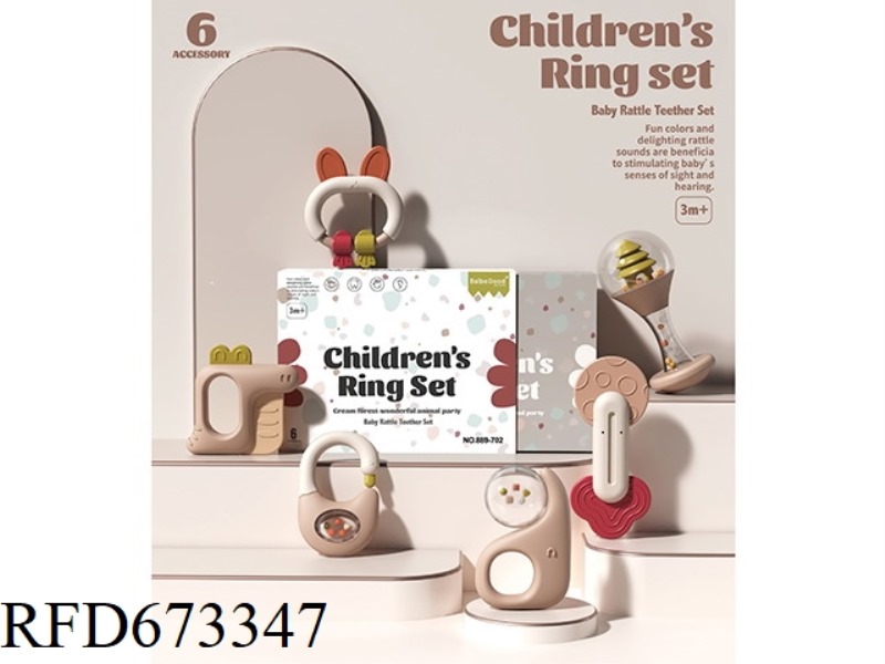 BABY TEETHER RATTLE (6PCS). EARLY CHILDHOOD GRIP CHEW GUM