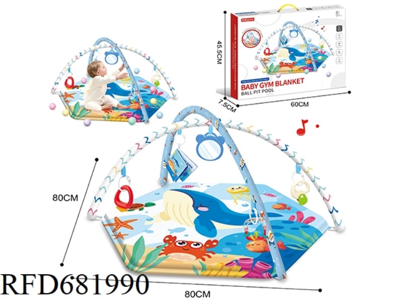 WHALE/BABY CRAWLING MAT, FITNESS BLANKET, GAME BLANKET + CLOTH BOOK + CHEWABLE BOILED RATTLE +20 OCE