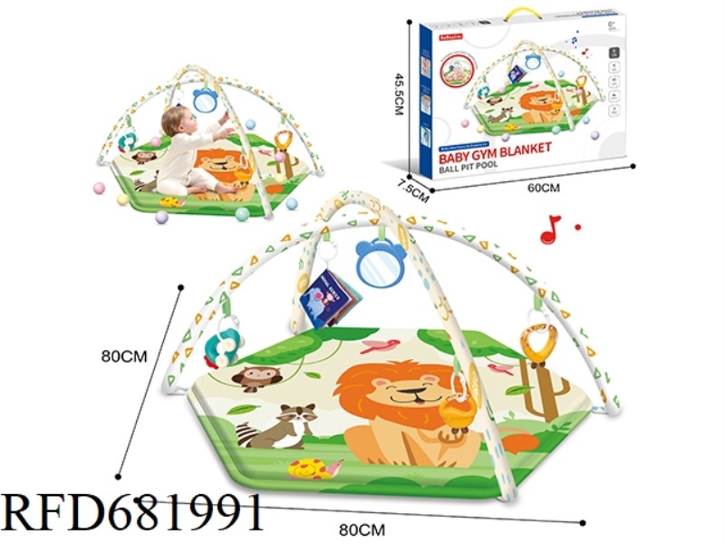LION/BABY CRAWLING MAT, FITNESS BLANKET, GAME BLANKET + CLOTH BOOK + CHEWABLE BOILED RATTLE +20 OCEA