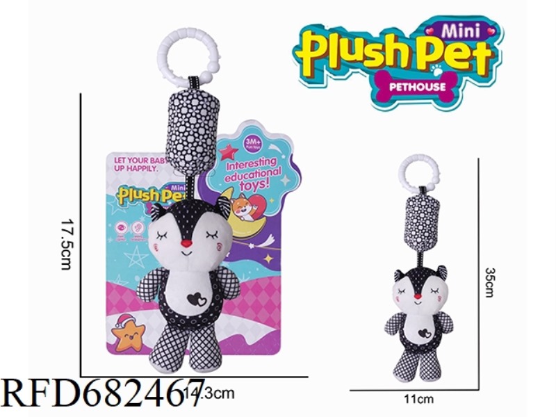 PLUSH BLACK AND WHITE FOX WIND CHIMES