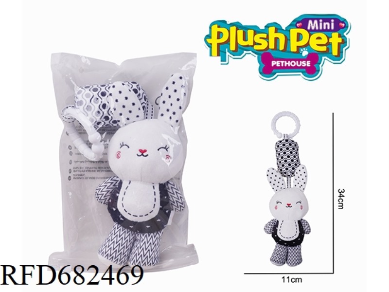 PLUSH BLACK AND WHITE RABBIT WIND CHIMES