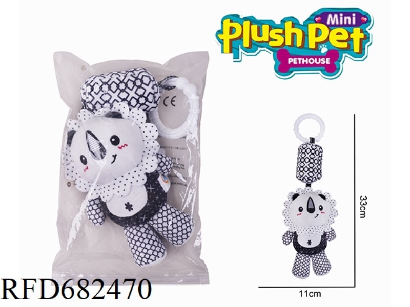 PLUSH BLACK AND WHITE LION WIND CHIMES