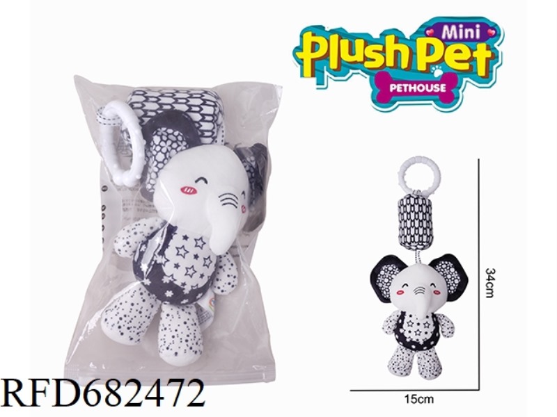 PLUSH BLACK AND WHITE ELEPHANT WIND CHIME