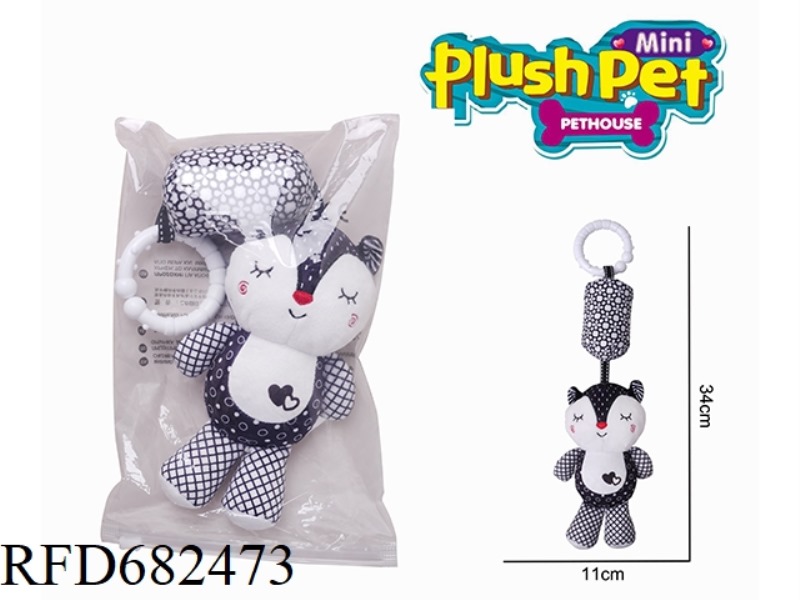 PLUSH BLACK AND WHITE FOX WIND CHIMES