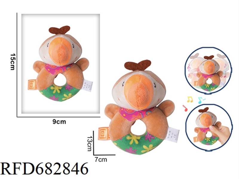 PARROT-SHAPED HAND-HELD RATTLE BABY PLUSH TOY