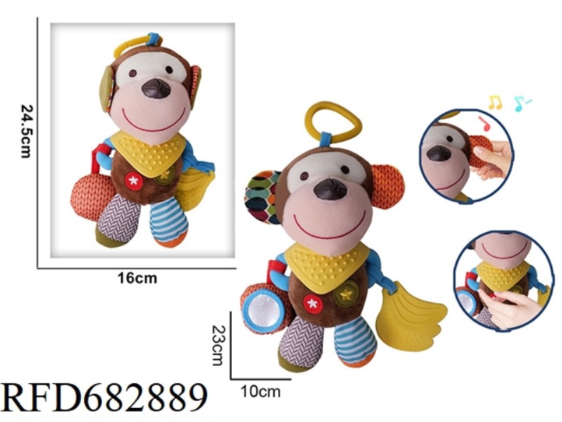 PLUSH SCARF MONKEY STROLLER, BEDSIDE PENDANT, BELL-RINGING BABY TOY