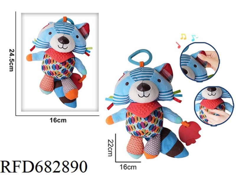 PLUSH SCARF RACCOON CART, BEDSIDE PENDANT, RATTLE, BABY TOY