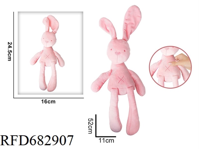 THE PINK LONG-LEGGED RABBIT SOOTHES THE PLUSH TOY