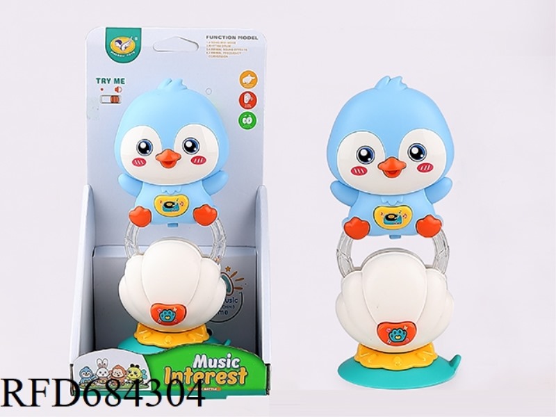 SHELL SUCTION CUP + CARTOON MUSIC PENGUIN BELL RINGING