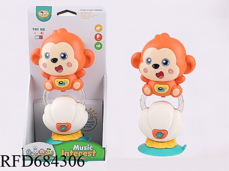 SHELL SUCTION CUP + CARTOON MUSIC MONKEY RINGING THE BELL