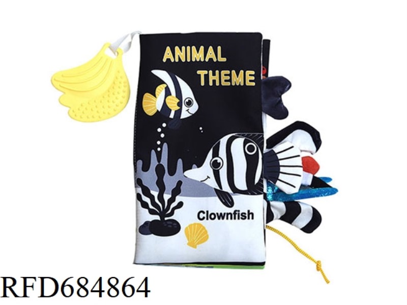 BLACK AND WHITE COLORFUL ANIMAL WORLD TAIL CLOTH BOOK (4 PAGES, 8 SIDES, 8 TAILS)