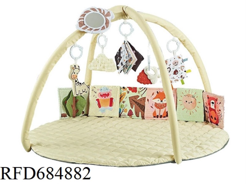 THE BABY PLAY MAT COMES WITH SIX HANGERS AND A CLOTH BOOK BED CIRCUMFERENCE OF 15*90CM