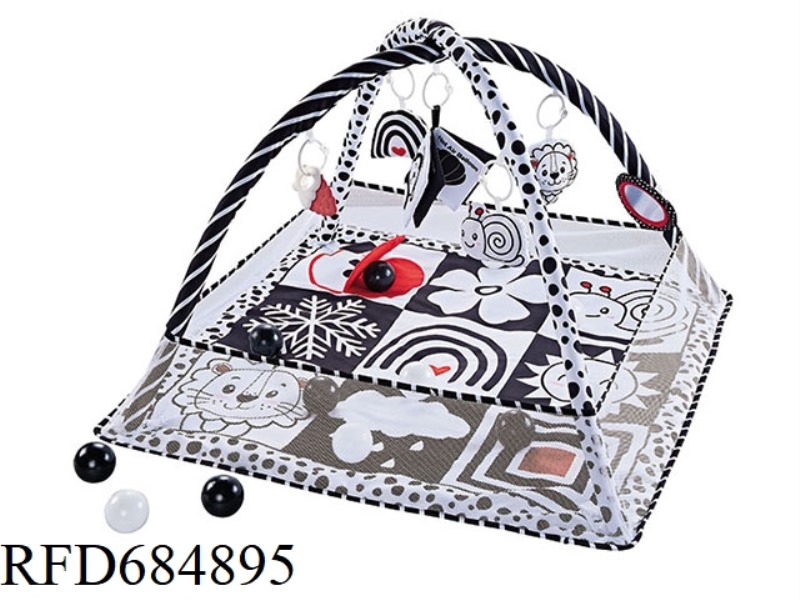 APPLE PAPER BLACK AND WHITE BALL POOL WITH 12 OCEAN BALLS AND 6 HANGERS