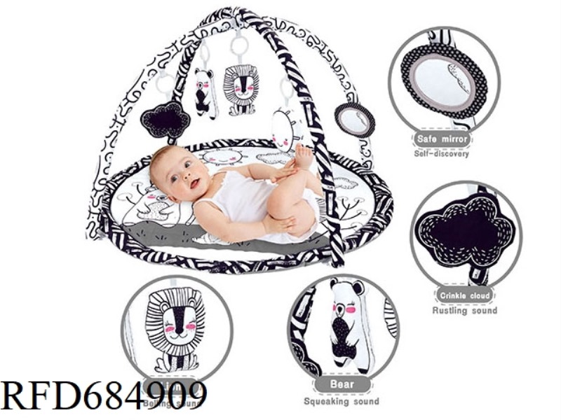 BLACK AND WHITE VISUAL STIMULATION BABY GAME BLANKET (CIRCULAR)